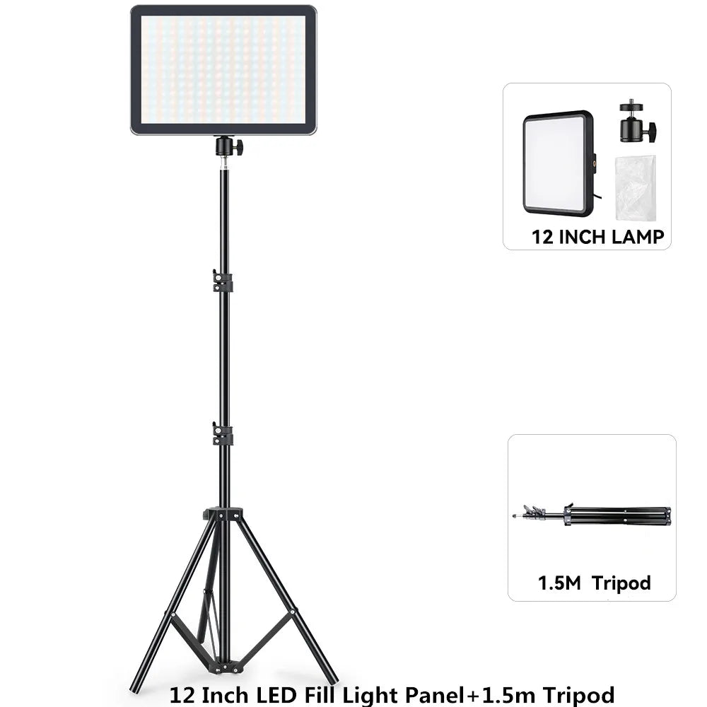 LED Video Panel Light for Stunning Studio Photography & Live Streaming – Complete Kit with Tripod