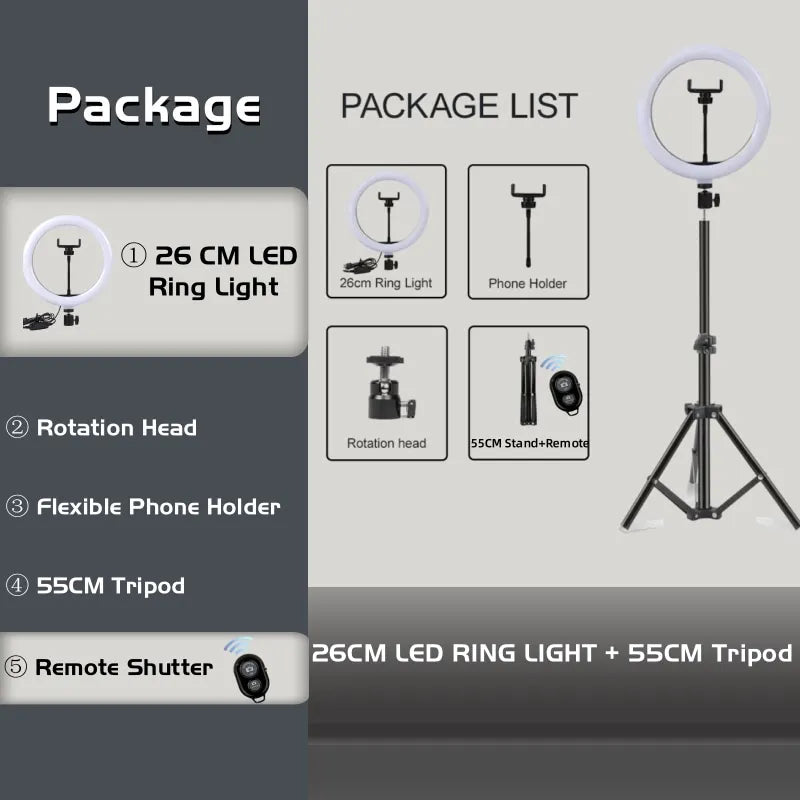 Enhance Your Photos with Our Dimmable Selfie Ring Light & Stand