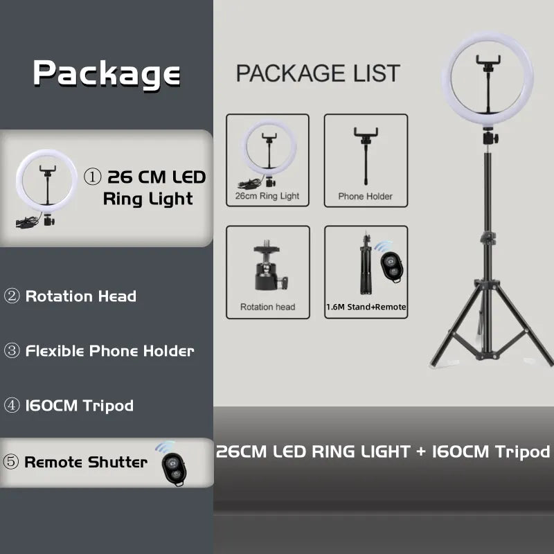 Enhance Your Photos with Our Dimmable Selfie Ring Light & Stand