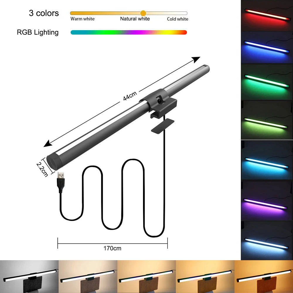 Enhance Your Gaming Experience with the RGB Monitor Light Bar - Dimmable Screen Light for Creators and Gamers