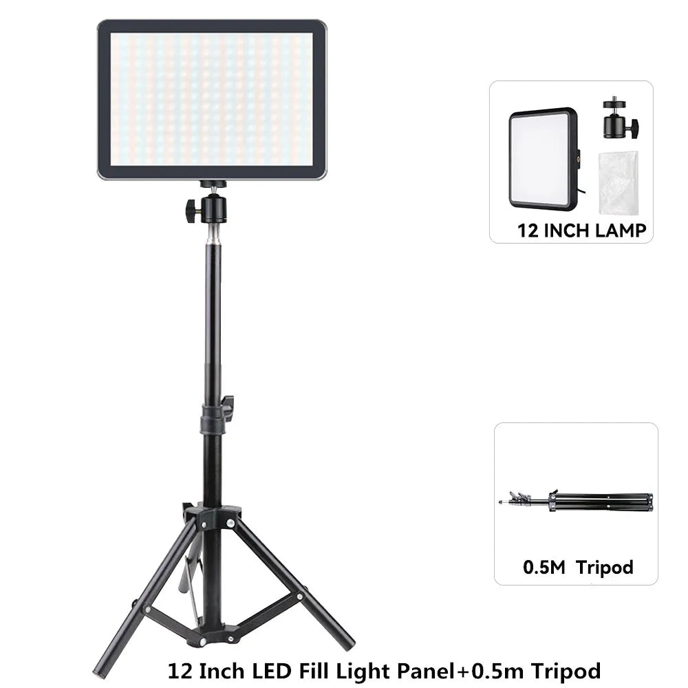 LED Video Panel Light for Stunning Studio Photography & Live Streaming – Complete Kit with Tripod