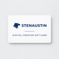 Stenaustin digital Creator Gift Card design with navy eagle logo and text on a white card